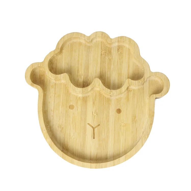 Wholesale Custom Logo Home Toddler Bamboo Suction Plate Baby Food Dish Feeding Plate