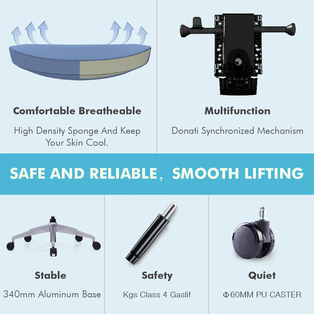 GOODTONE Good Quality Upholstered Comfy Big and Tall Ergonomic Office Desk Chairs with Lumbar Support