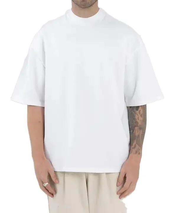 Luxury boxy custom white 220 gsm cotton t shirt Blank Plus Size heavyweight t-shirts for men