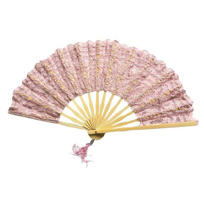 Ameliebwedding Halloween Party Guest Gifts Handmade Vintage 100% Cotton Multicolor Battenburg Lace Fan