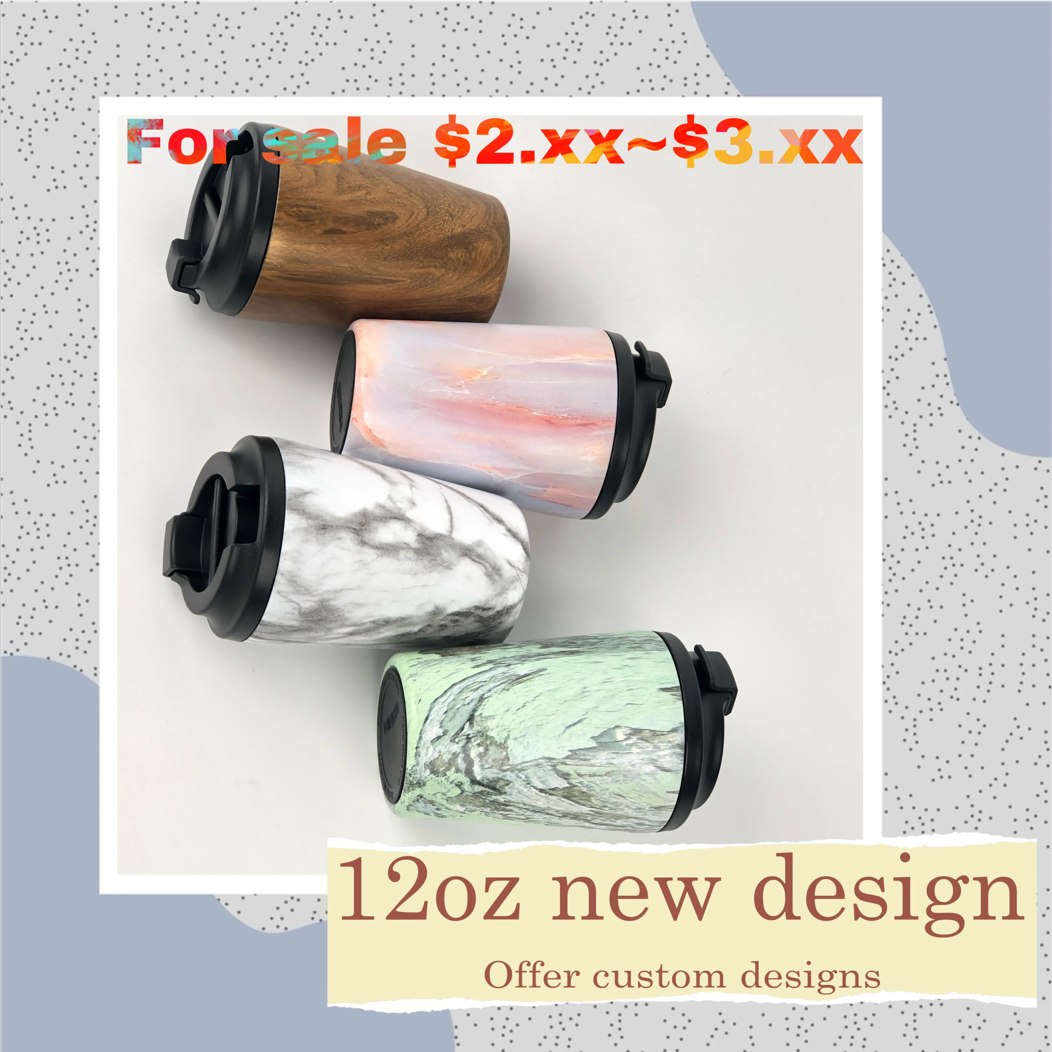 8oz Coffee Cup 380ml 12oz Travel Mug Insulated Reusable Thermal Stainless Steel Coffe Flask with Lid for Hot Cold Drinks Tumbler