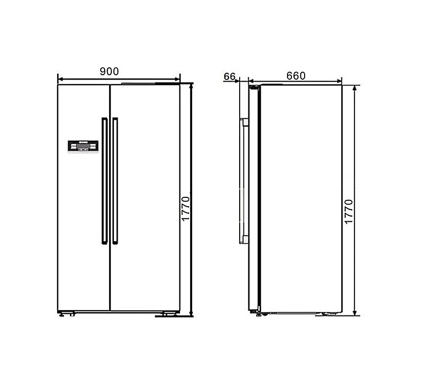 589L Household Fridge Refrigerator and Freezers Home Side By Side Water Dispanser Ice Maker Bar Counter