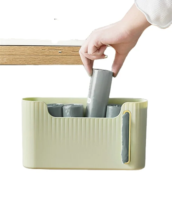 Kitchen Garbage Bag Storage Device Plastic Bag Storage Box Wall Mounted Collector Placing Box Free Punching Storage Rack