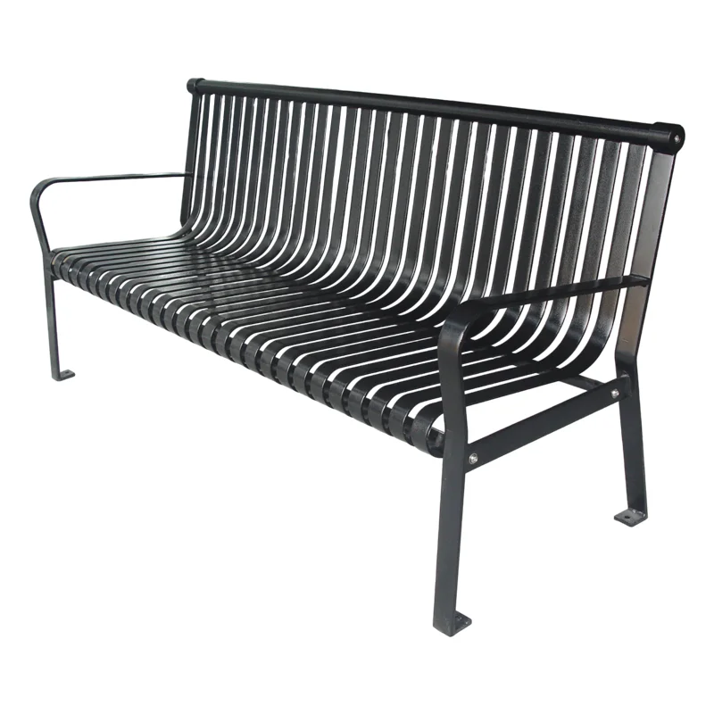 custom outdoor furniture slatted steel bench seating outside park street metal bench seat public garden patio iron bench chair