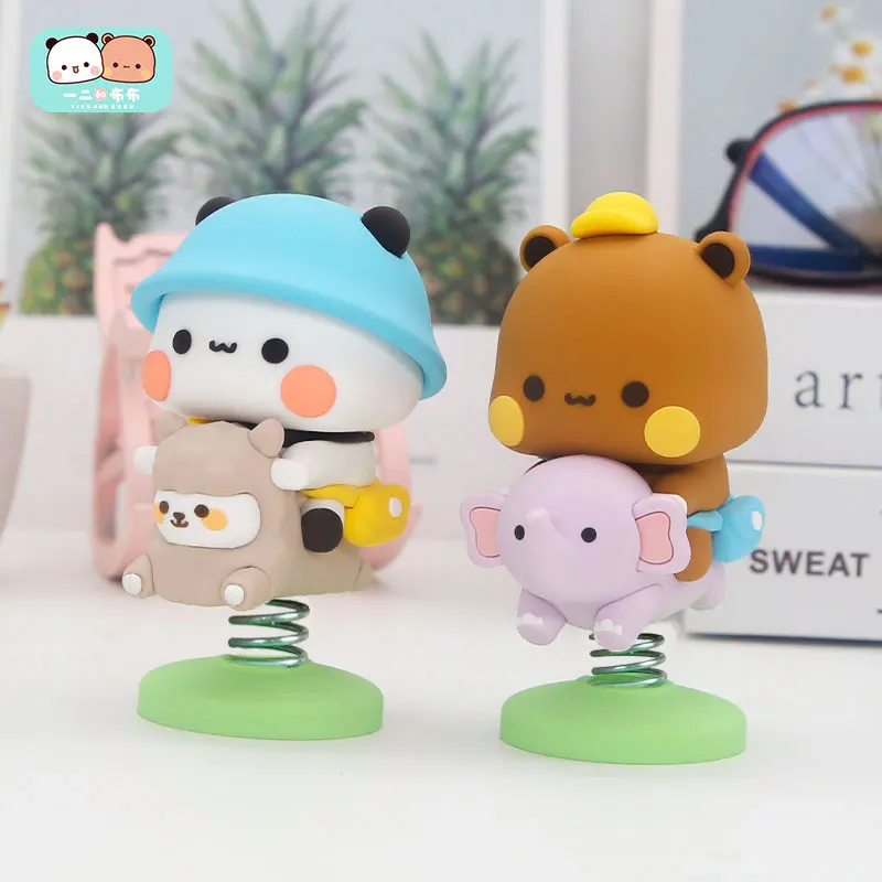 One Two Cute Cartoon PVC Blind Box Dolls Rocking Music Car Hand Ornaments for Boys Desktop Decorations Toy Figure Statues