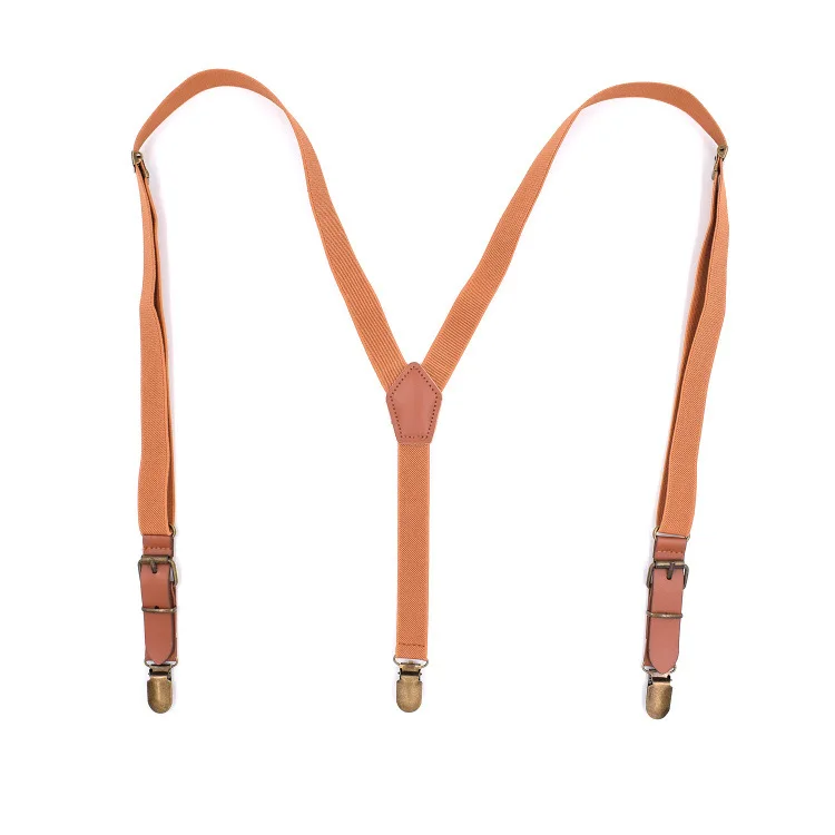 Solid Color Men Women 3 Clips Suspenders Y Back Adult Brace Adjustable Colorful Elastic Suspenders