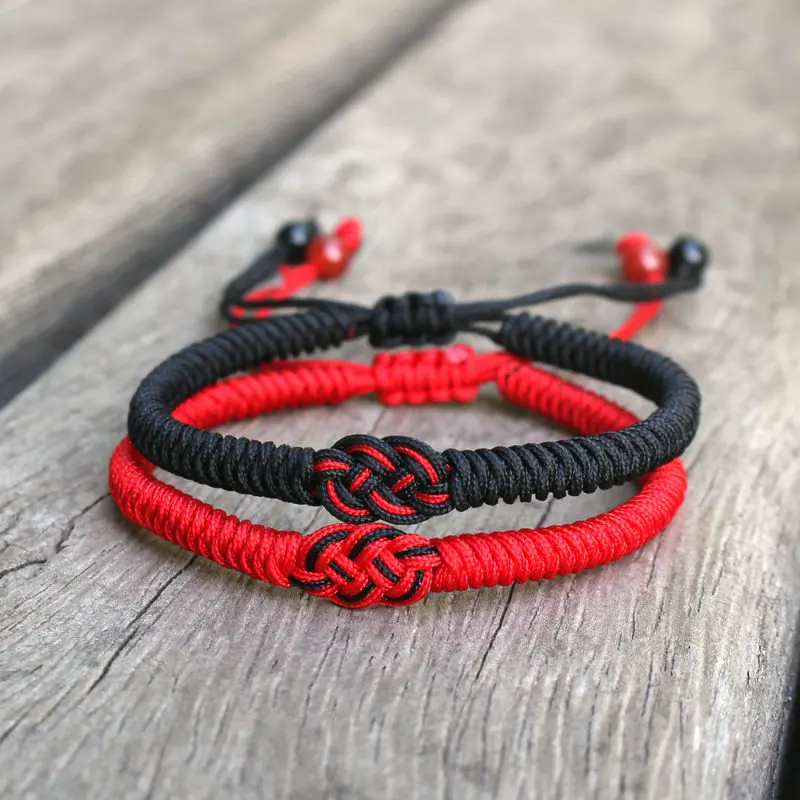 Handmade Cotton Braided Explosive Red Rope Bracelet Hand-Woven Adjustable Double-knot Bracelet For Men And Women