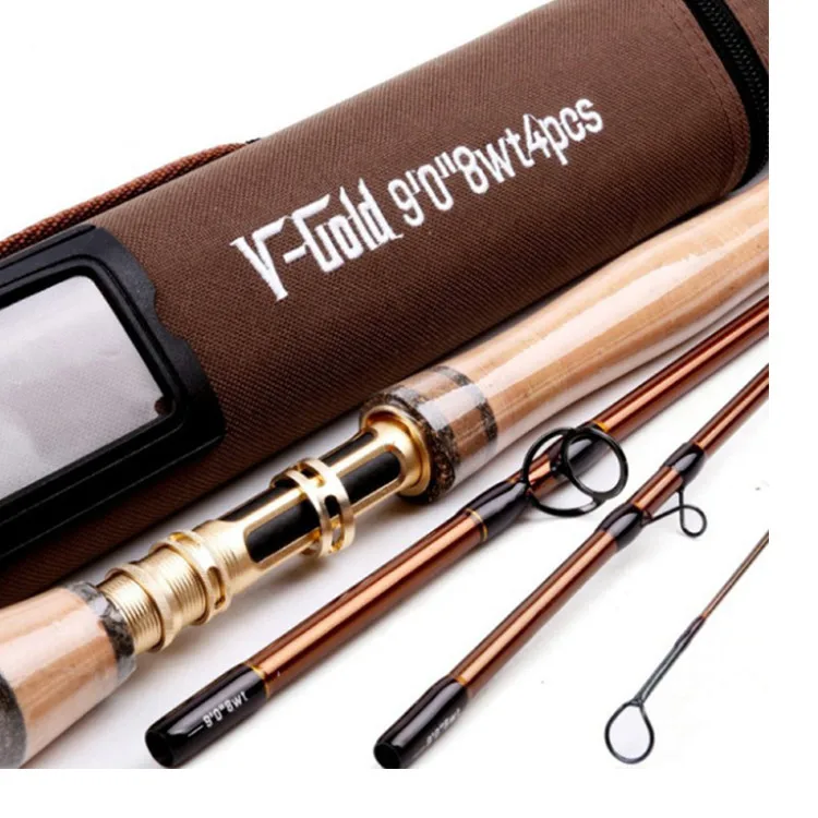 SNEDA Fly Fishing Rod 2.7m 9ft Carbon Fiber Flying Fishing Rod 4# 5# 6# 8# 4 Section Fly Pole
