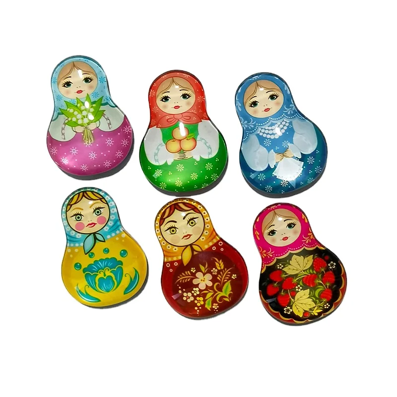 Russian matryoshka nesting doll shape glass fridge magnet country souvenir
