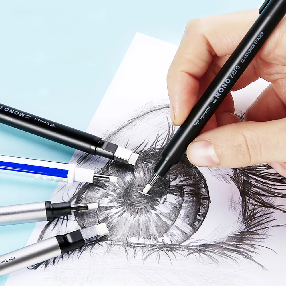 Tombow MONO Zero Mechanical Eraser Refillable Pen Shape Sketching Painting High Gloss Rubber Press Type School Stationery