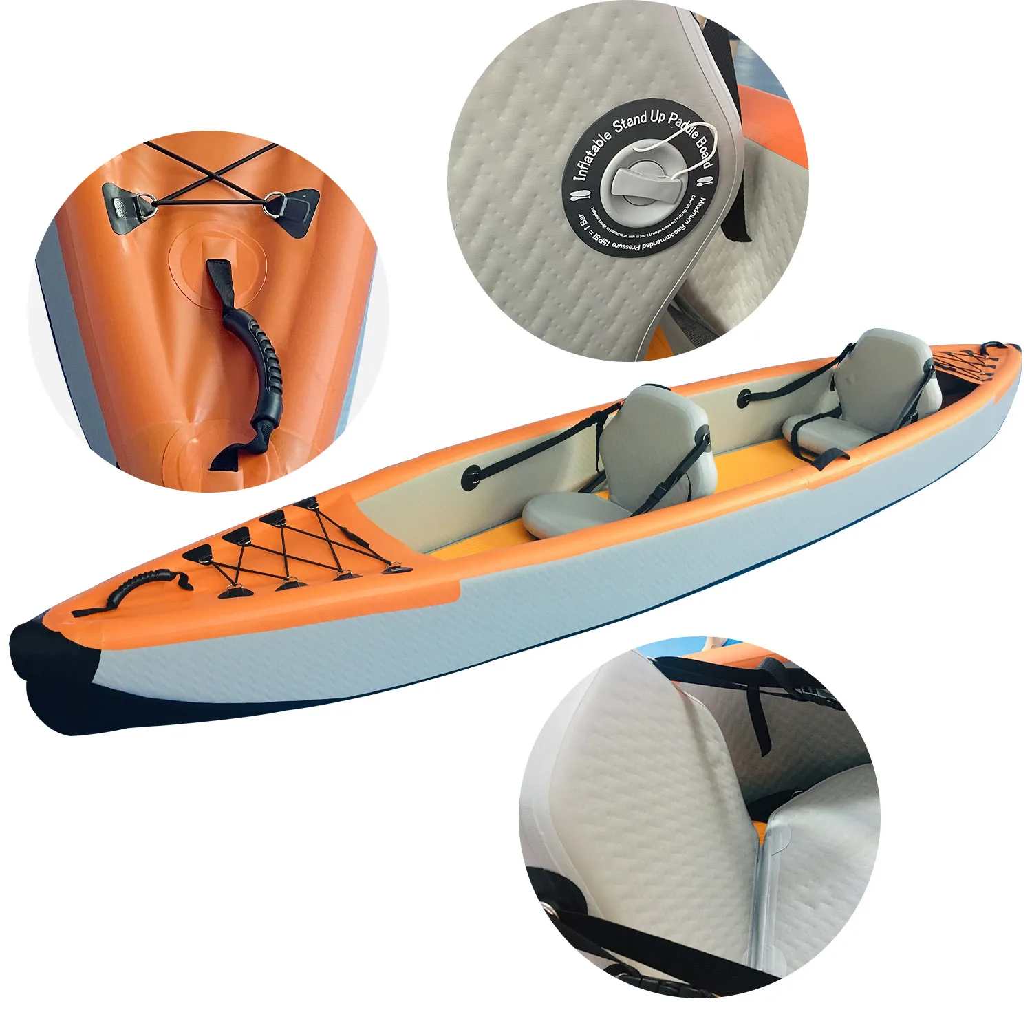 4+ Meter Reinforced PVC Inflatable Kayak Water Sports Canoe for 2 People with Wire Drawing Cushion Paddle Board Fishing Boat