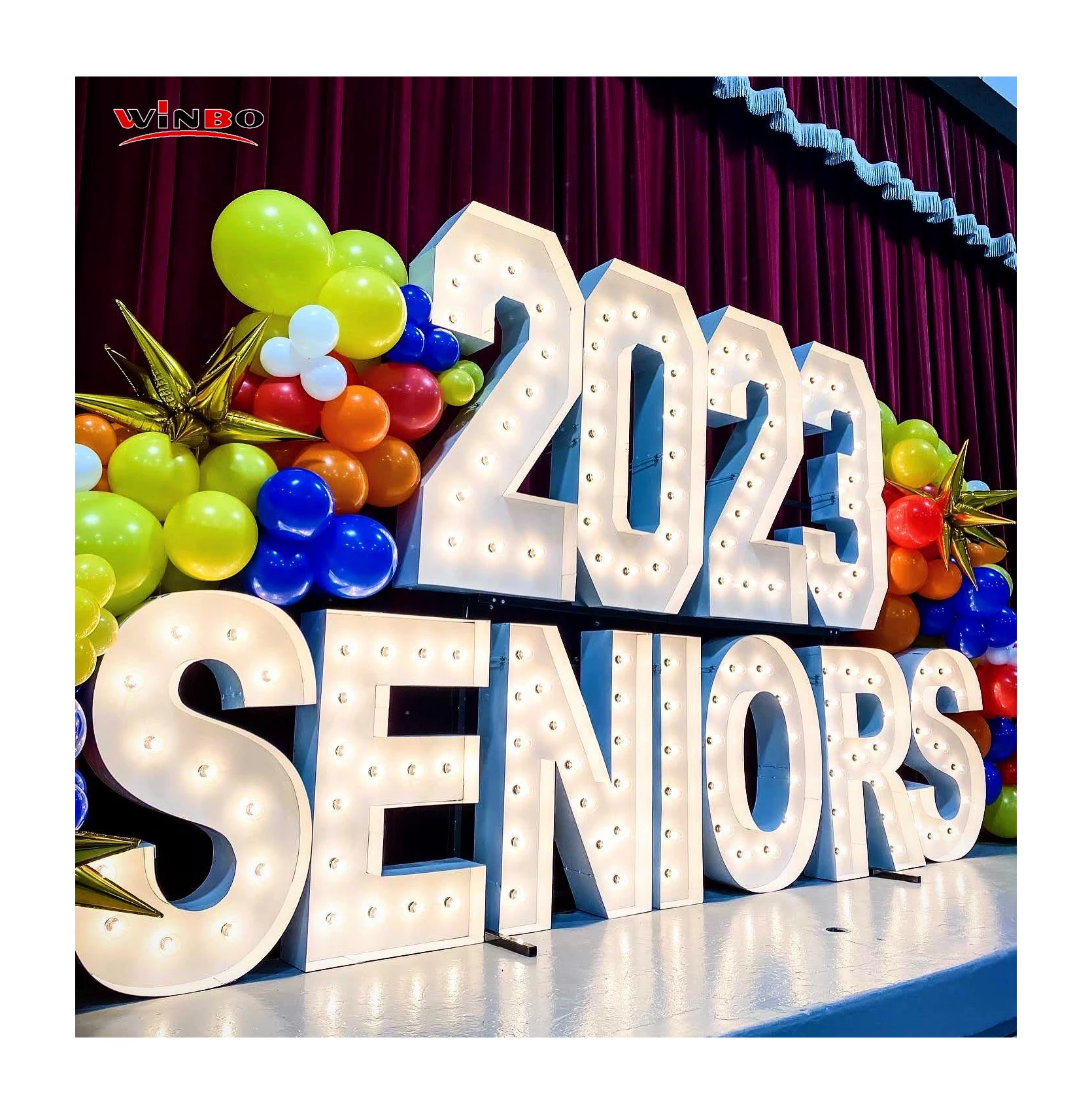 Winbo Manufacturer 3ft 4ft 5ft Customized Waterproof Giant Light Up Letters NO MOQ Marquee Numbers