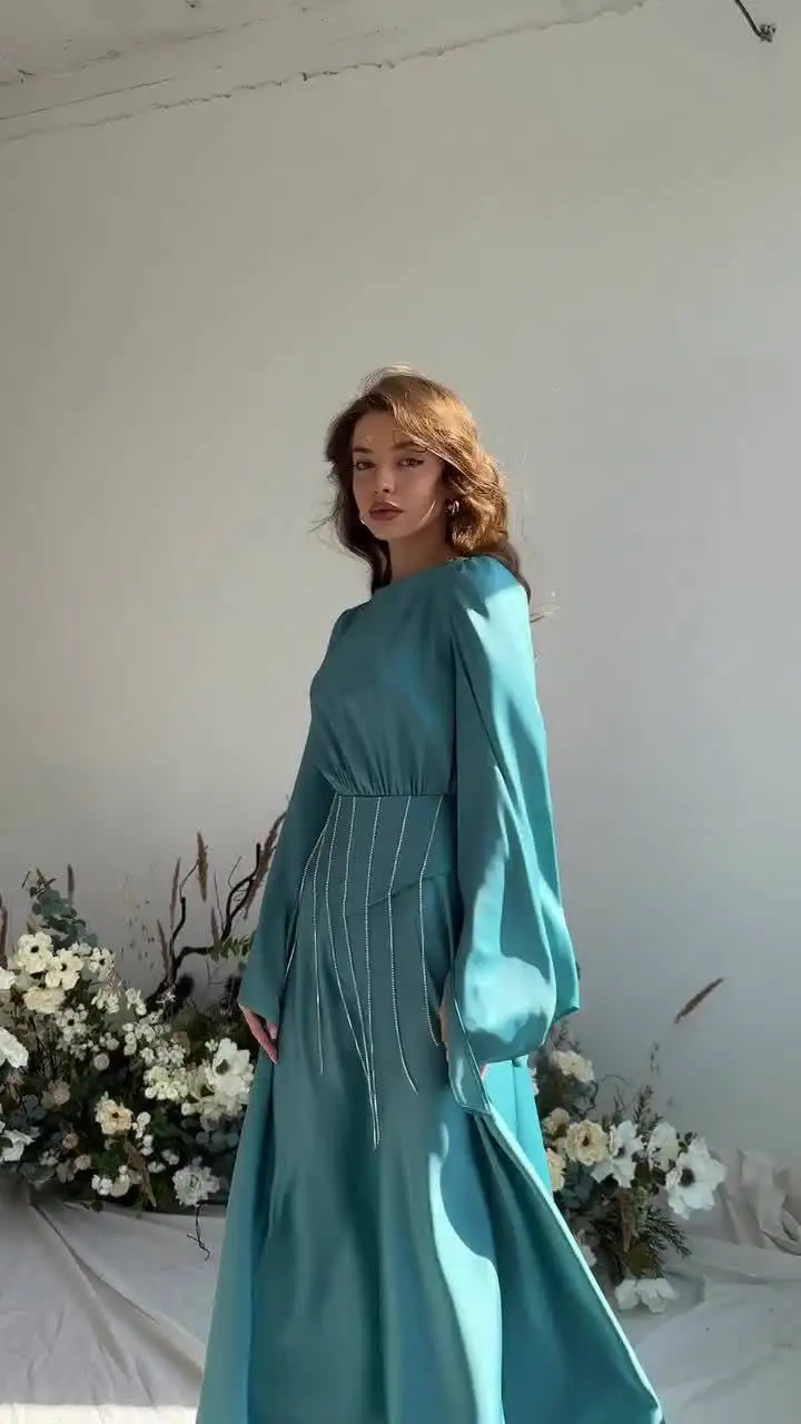 Summer Satin Abaya Hijab Muslim Wrap Dress Eid Mubarak Abayas for Women Dubai African Dresses Turkey Islam Modest Kaftan Robe