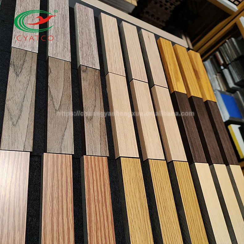 CYATCO High Density Decoration Slat Fluted Great Wall Walnut Solid Wood Grilles Panels for sound proof studio