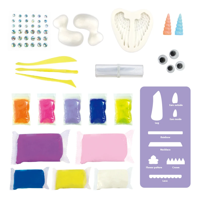 make your own unicorn kids crafts diy modeling clay super light soft air dry clay kit