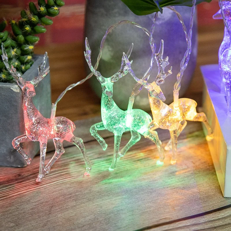 Amazon hot sale room shopping mall decoration lights 1.5m 10 led Christmas elk sika deer colorful warm white string light