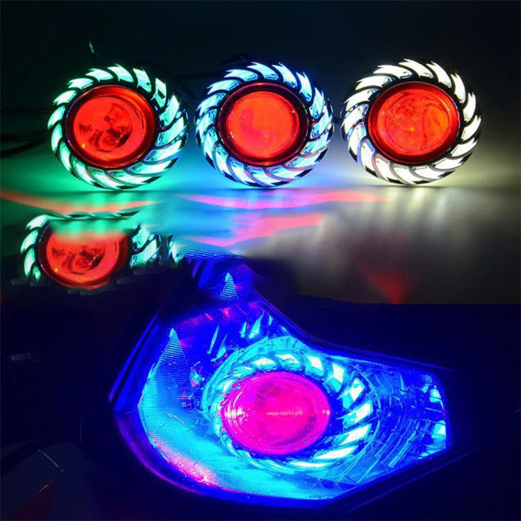 Dual Halo Angel Devil Eye Motorcycle Headlight 12V-85V Moto Projector Lamp Hi/Lo Beam LED Fog Spot Light Motorbike Accessories