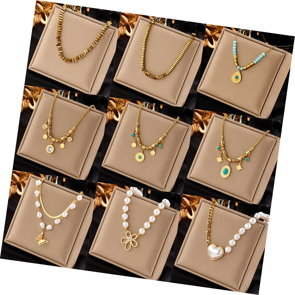 Stainless Steel Pearl Women Choker Necklace Butterfly Heart National Ethnic Price Women Stainless Steel Jewelry Necklace