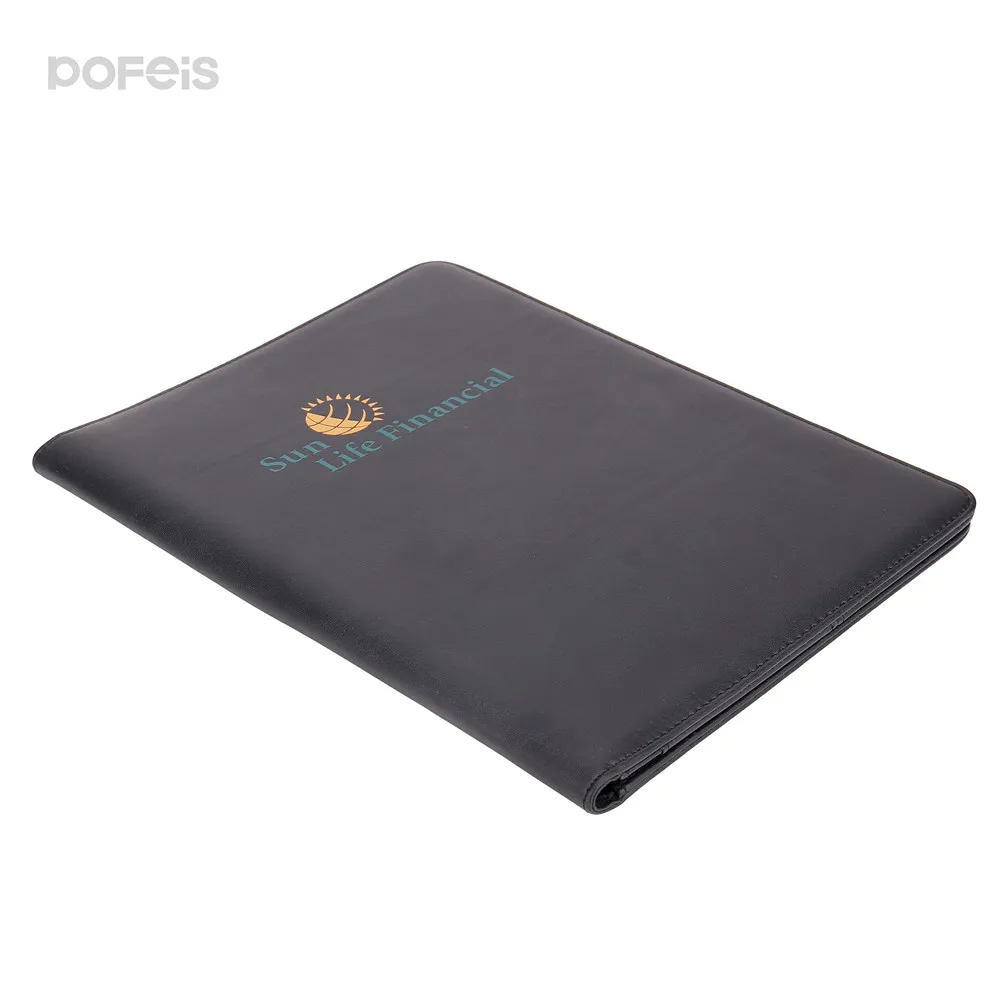 Wholesale Size Logo Pu Leather Presentation Custom A4 File Folder With 4 Pocket