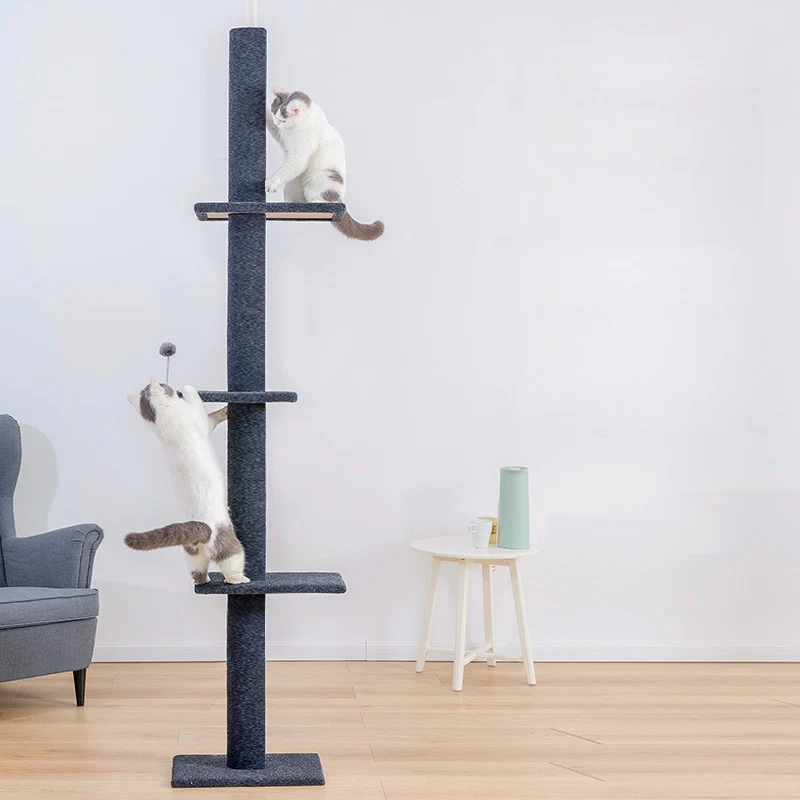Long Lasting Cork Cat Tree Tower 43cm L x 27.5cm W x 288cm H High Grade Cork Fabric Cat Climbing Tree Toys