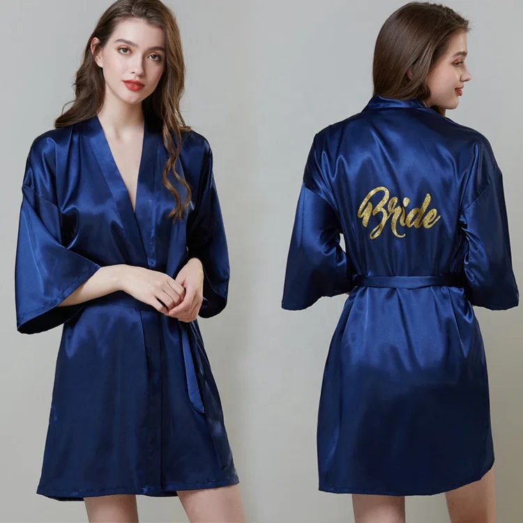 satin robe kimono women silk robe custom logo bridesmaid /bride silk robe