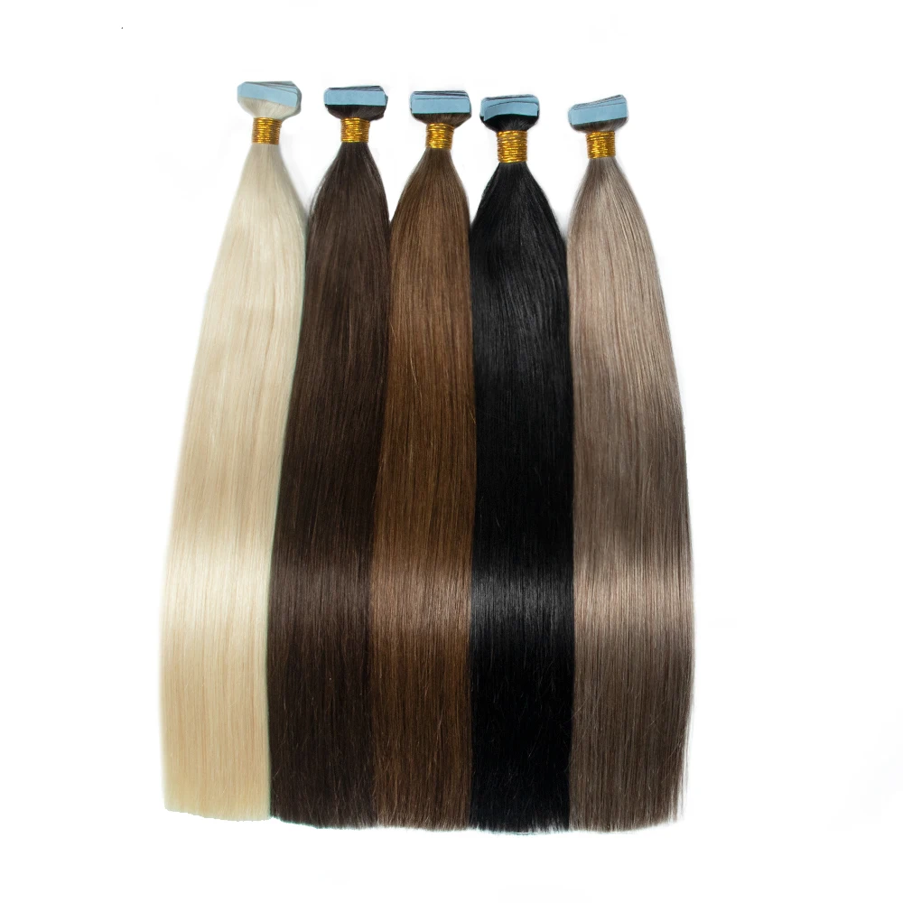 Wholesale Virgin 100human Double Drawn Remy Full Cuticle Cabelo Natural Invisible Hair Tape In Hair Extensions