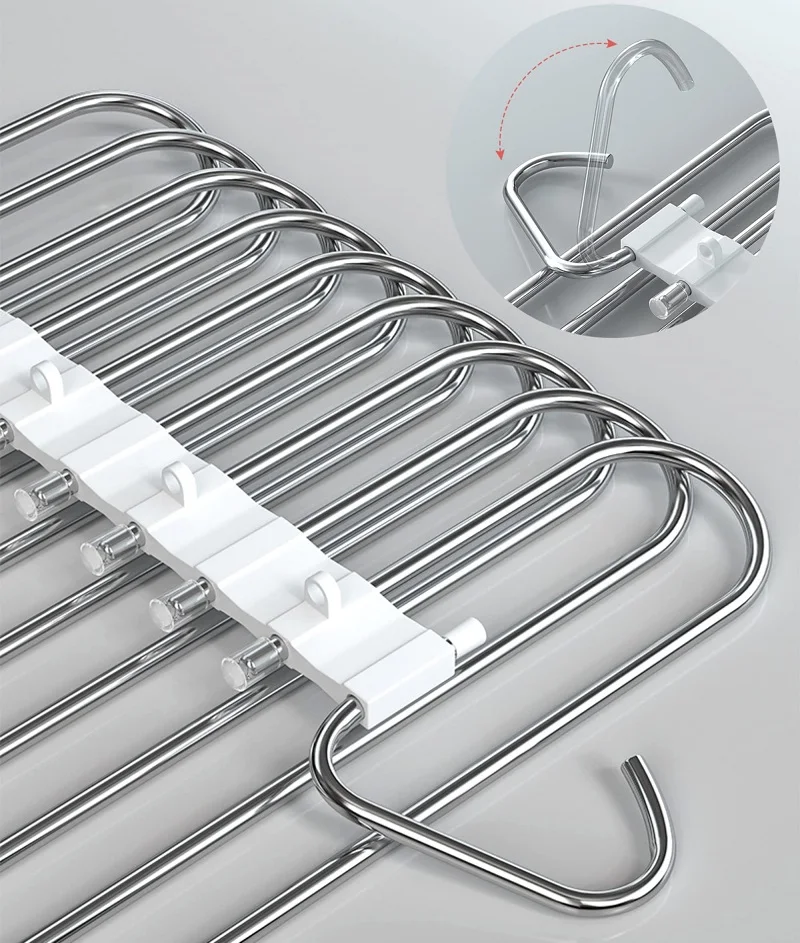 Upgrade 9 Layers Pants Hangers Space Saving Non Slip Stainless Steel Multifunctional Closet Organizer