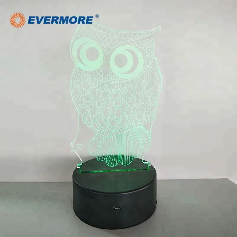 Evermore влагостойкие съемные настройки сова формы 3D светодиодные настольные лампы LED праздник свет