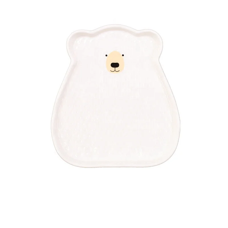 Cute Animal Ceramic Plate Breakfast Beef Dishes Cartoon Rabbit Frog Dessert Dish Fruit Snack Plate Animal Dish Dinnerware Set 3