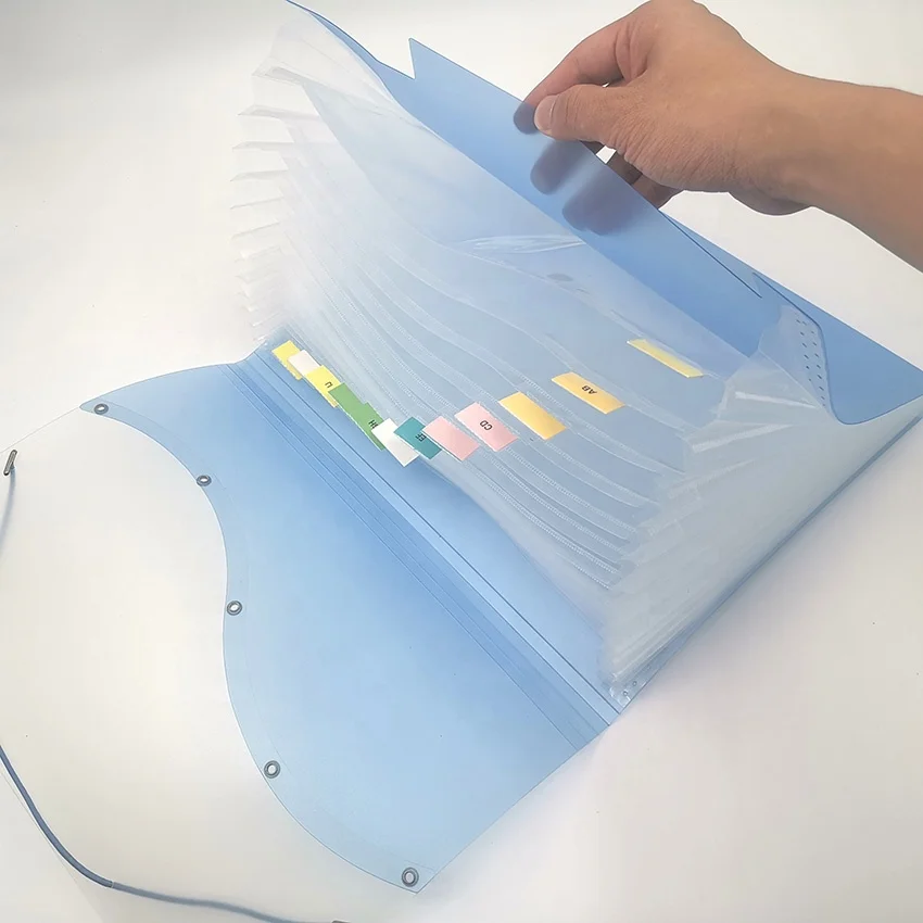 Классификация LF401 A4 PP шелкотрафаретная печать tranasродная двухцветная папка для файлов с 13 карманами и гармошкой