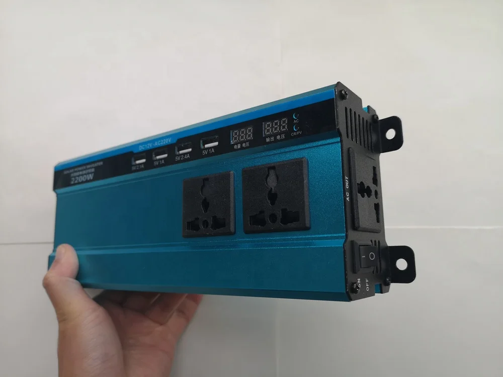 
Solar Power Inverter 1000W 12V 24V 220V with 3 Universal Sockets and 4 USB Ports 