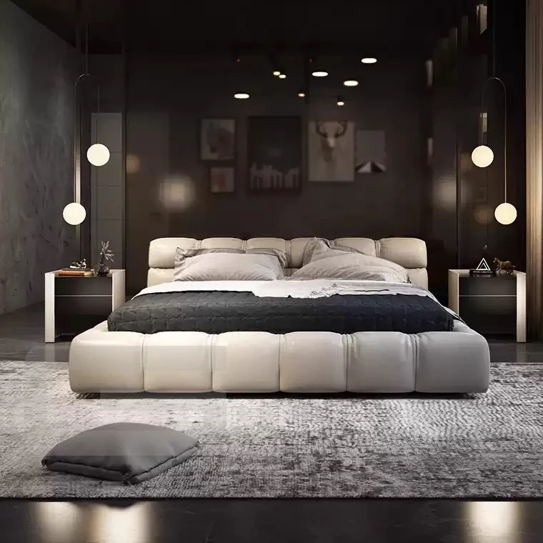 Foshan Italian Brand Luxury Design Bedroom Bed Set Furniture, High End Italian Modern Bed