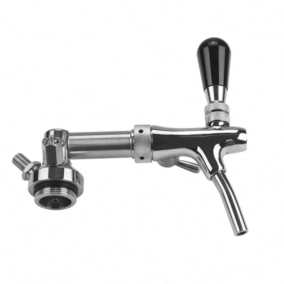 Stainless steel mini beer keg dispenser growler keg coupler connector with adjustable beer tap faucet