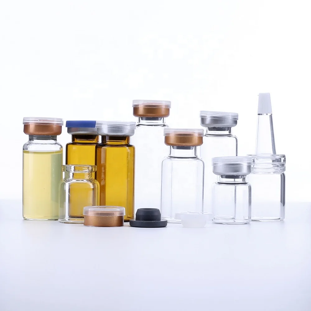 Empty 5ml 8ml 10ml 12ml 20ml glass bottle pharmaceutical tubular glass vial for injection with Rubber Stoppers Flip Tear off Cap
