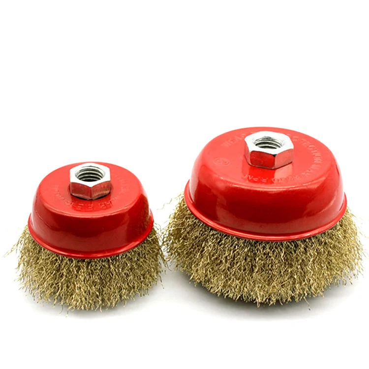 Cheap wholesale durable and easy to store small steel wire brush brass coated steel wire cup brush