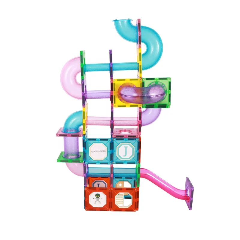 Magnetic Toys plastic transparent magnetic marble run blocks marble racing track set tiles for Educational building blocks