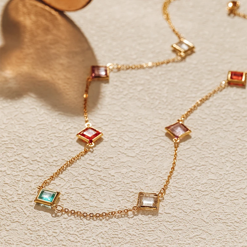 Elegant handmade Colorful Beaded Series Design Necklace Modern Popular Brass 18K Real Gold Jewelry