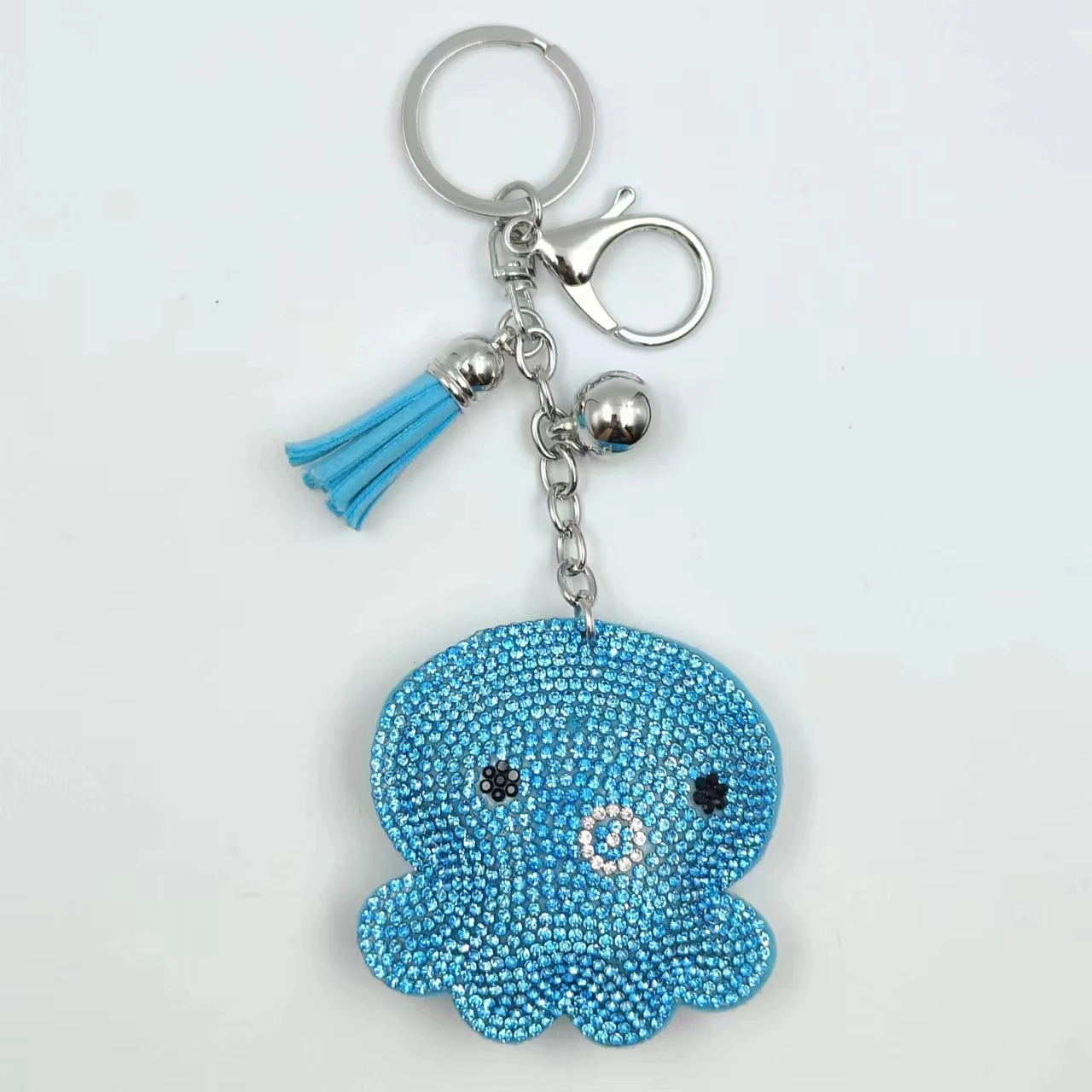 Huisen Cute Octopus Car Keychain Hot Marine Animal Metal Pendant Crystalline Accentuated Keychain