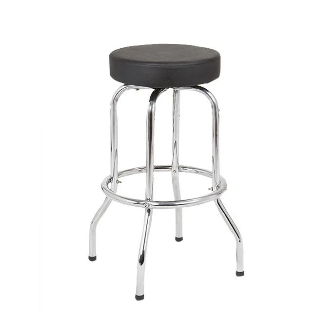 Garage Shop Stool with Padded Seat and Steel Chromed Legs in bar and Counter Height