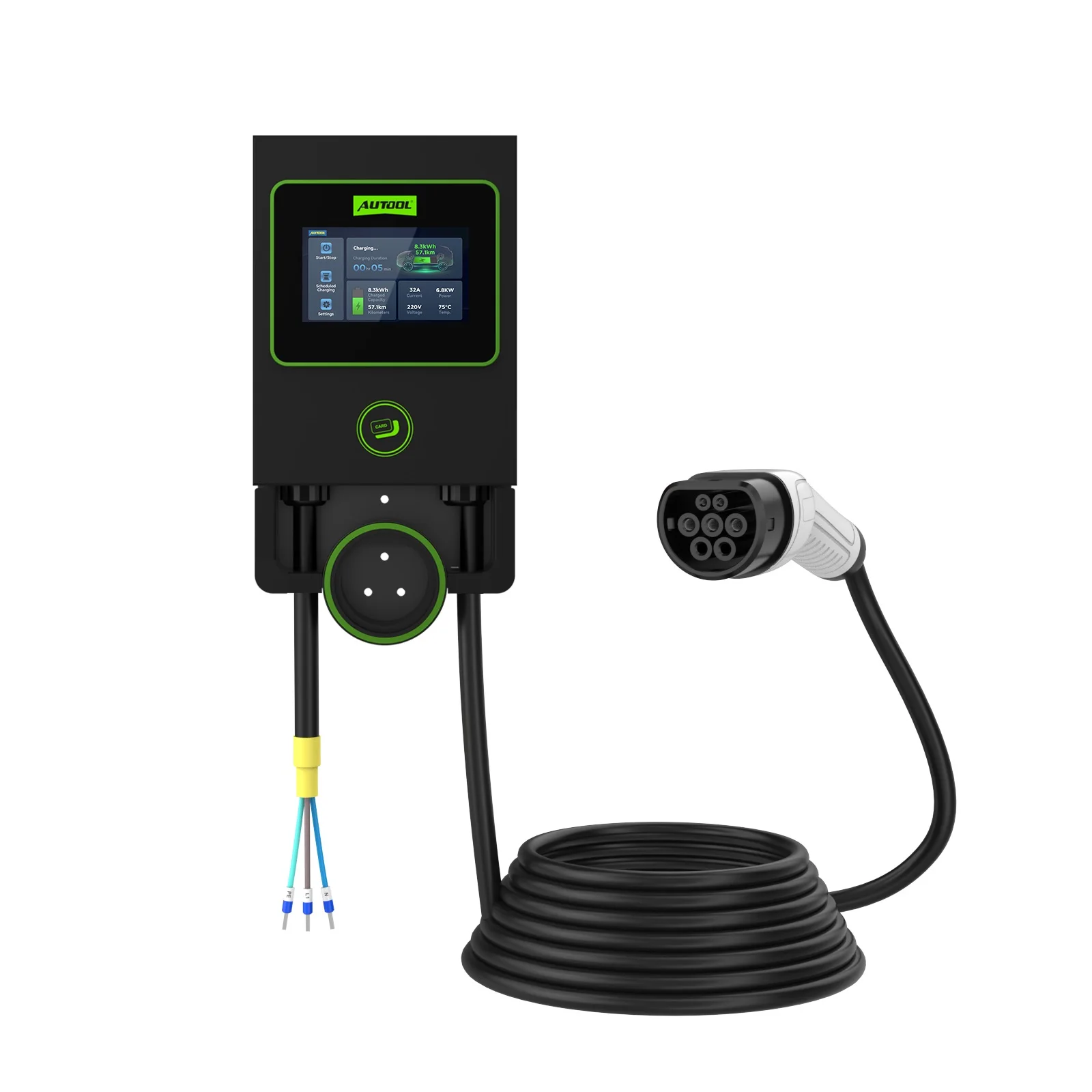 AUTOOL C701 Wall-Mounted Vehicle Ev Fast Home Residential Dc Fast Charger Price Near Me Charging Stations For Electric Cars