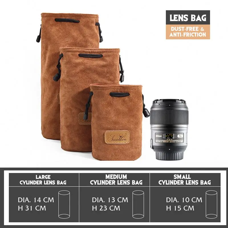Velvet Lens Pouch Bag Camera Bag for Canon Nikon Pentax Sony Fujifilm  DSLR Olympus Camera Lens Protective