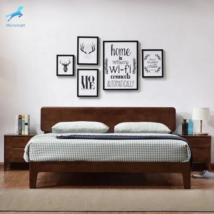 Wholesale 2020 New Style Bedroom Furniture Brown Color Comfortable Wood King Size Bed