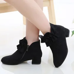 China Supplier New Brand Girls Winter Warm Boots Kids Fleece Short Boots Girls High-heeled Princess Single Boots