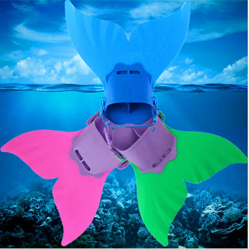 Free Diving Snorke Mermaid Monofin Swim Fin Comfortable Silicone Flippers Monofin Mermaid Tails for Swimming for Kids Girls Boys