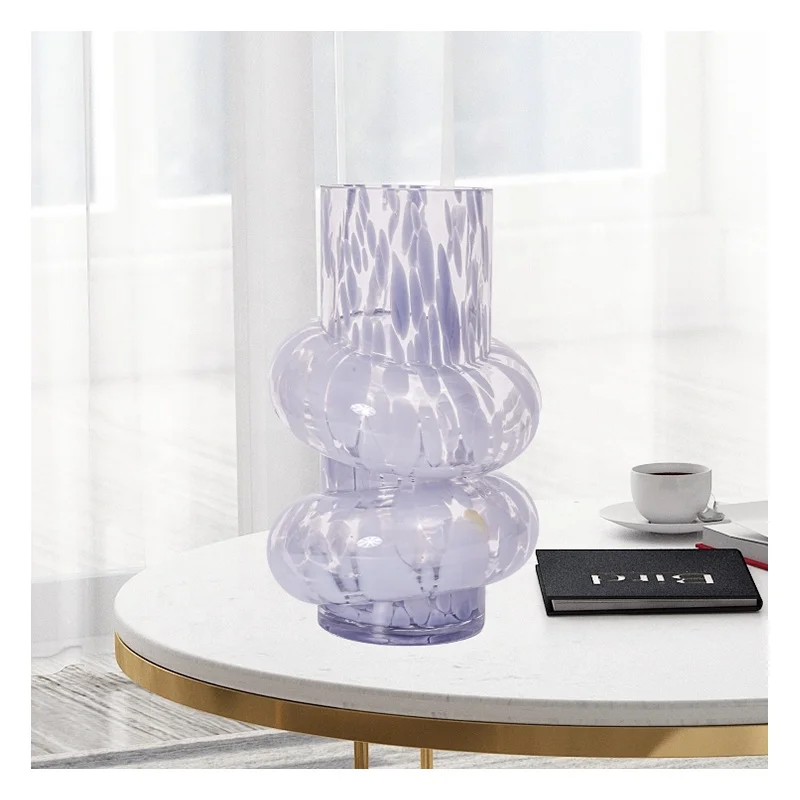 Wholesale Round Glass Vase Decorative Vase Glass Purple Home Decoration Glass Vase