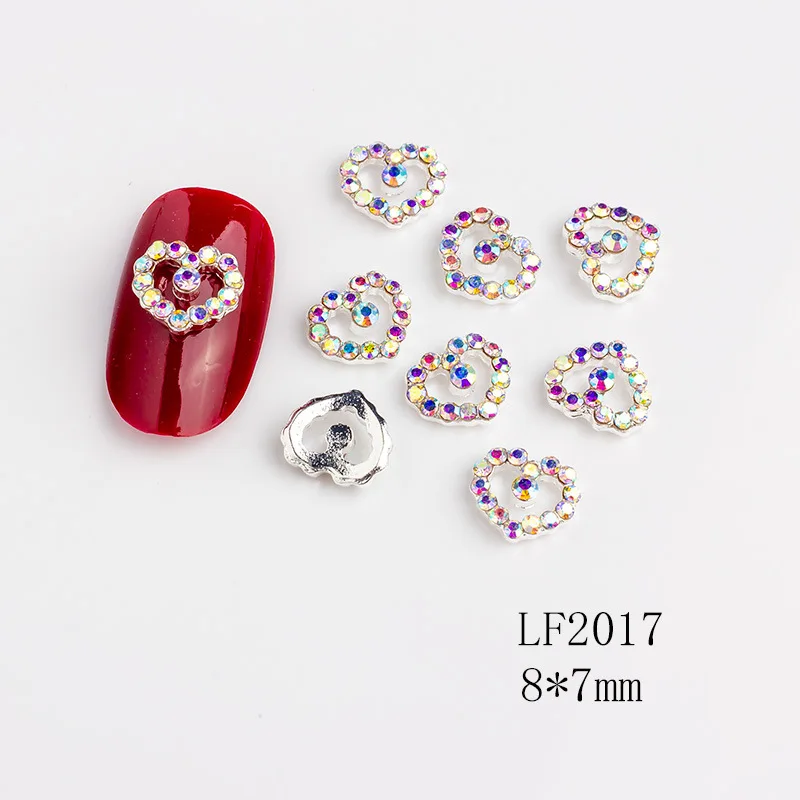 3D металлические украшения для ногтей Love Valentine ювелирные из циркона сплав алмазные подвески маникюрный