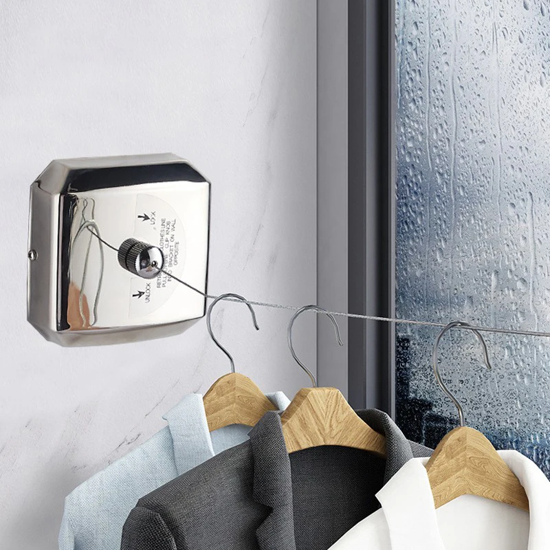 Indoor Stainless Steel Polish Finished Round Retractable Clothesline