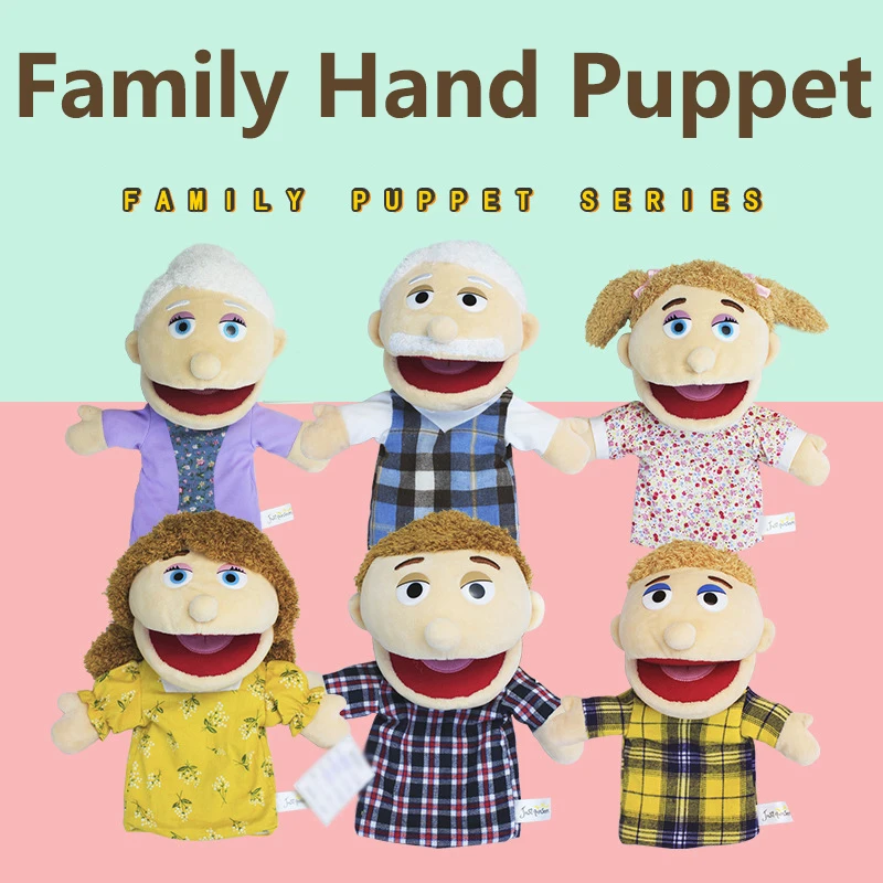 Family Members Soft Plush Hand Puppets human for kids Storytelling Preschool Role Play Human Hand Puppet