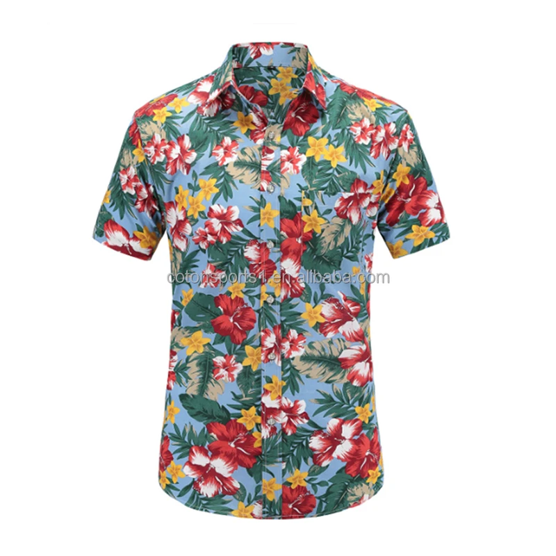 Swimwear Plus size vintage beach hawaiian shirt short sleeves printed customize floral Shirt men clothes