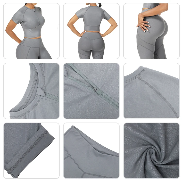 
2021 Top Selling Two Piece Women Workout Set Crop Top Yoga Leggings Short Set sportwear fitness Clothing 